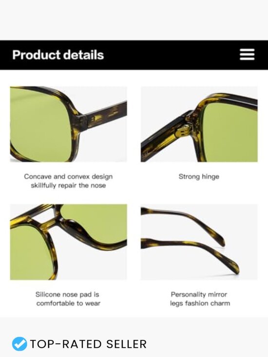 4 Pairs Retro 70s Square Aviator Sunglasses Oversized Vintage Double Bridge main image 6